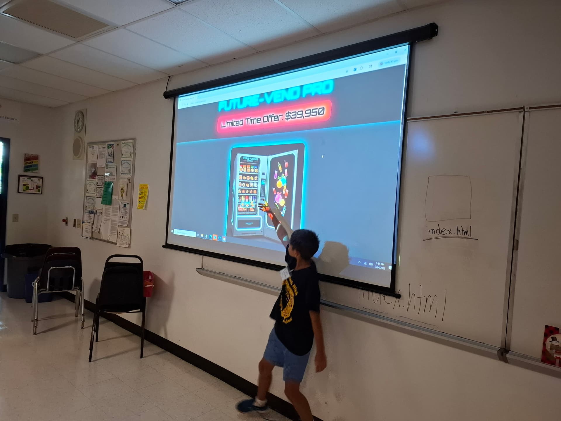 Young student working on coding project